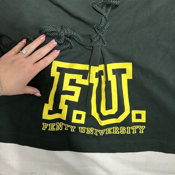 FENTY PUMA Rihanna Long Hoodie University Lace-Up Back Oversized Sweater Medium - Picture 9 of 11